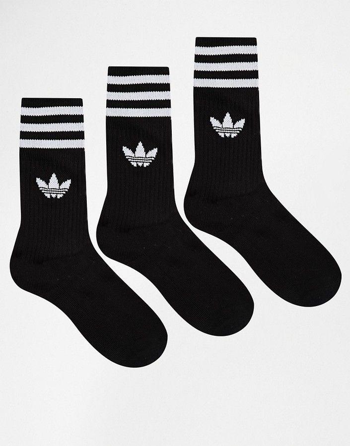 adidas Solid Black Crew Socks Fishnet ankle socks Adidas socks