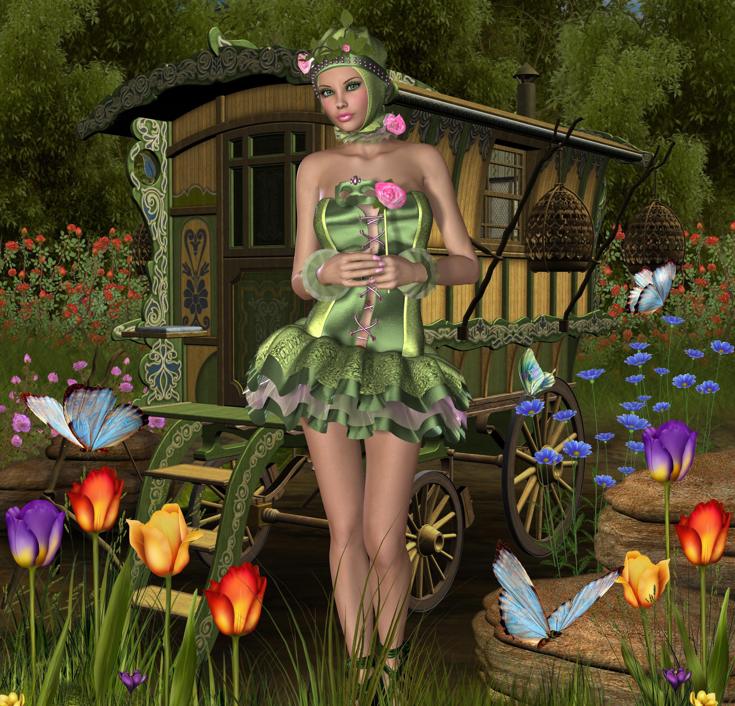 Green Gypsy Of Garden Wallpaper HD
