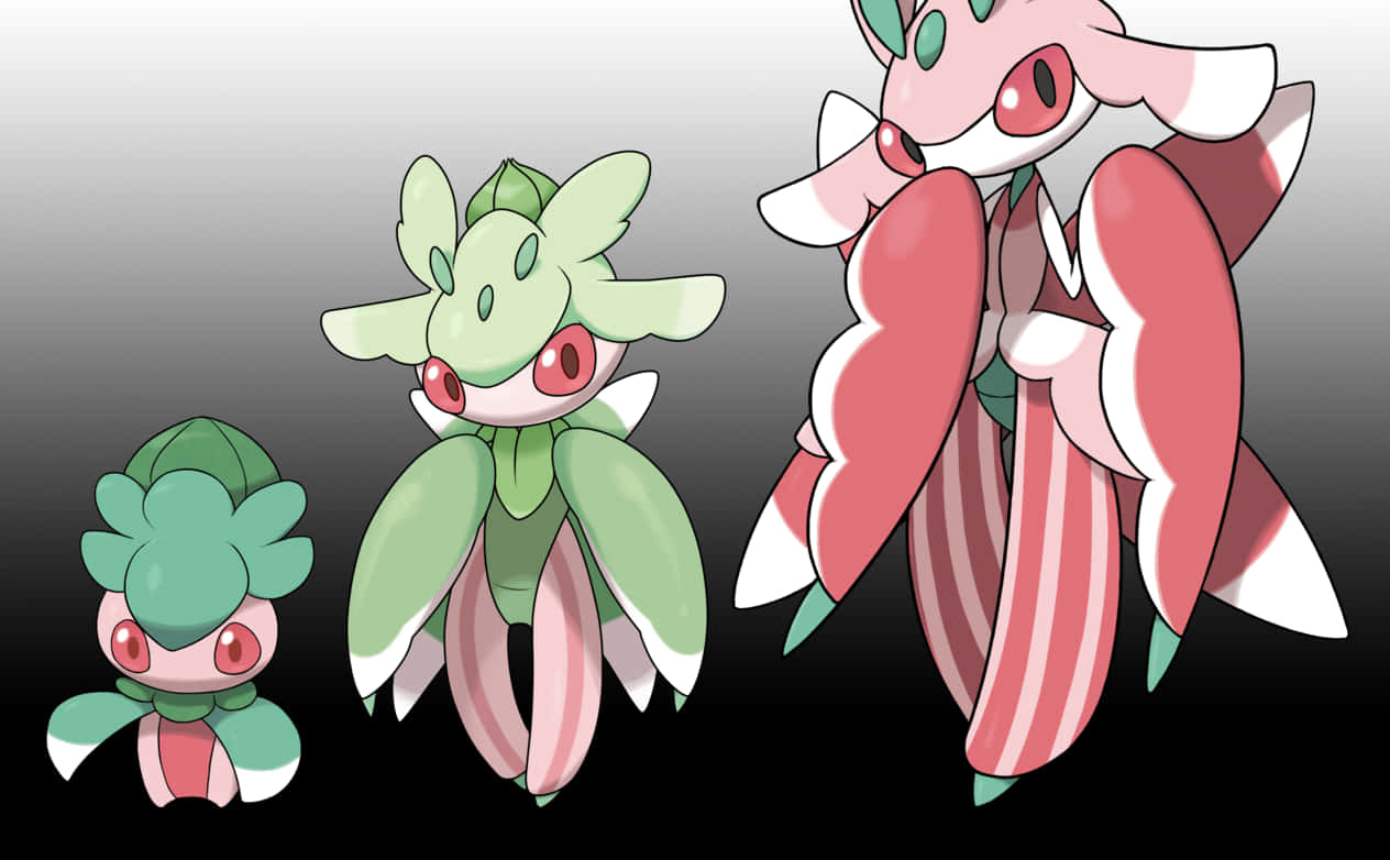 Pok Mon Fomantis With Evolutions Wallpaper