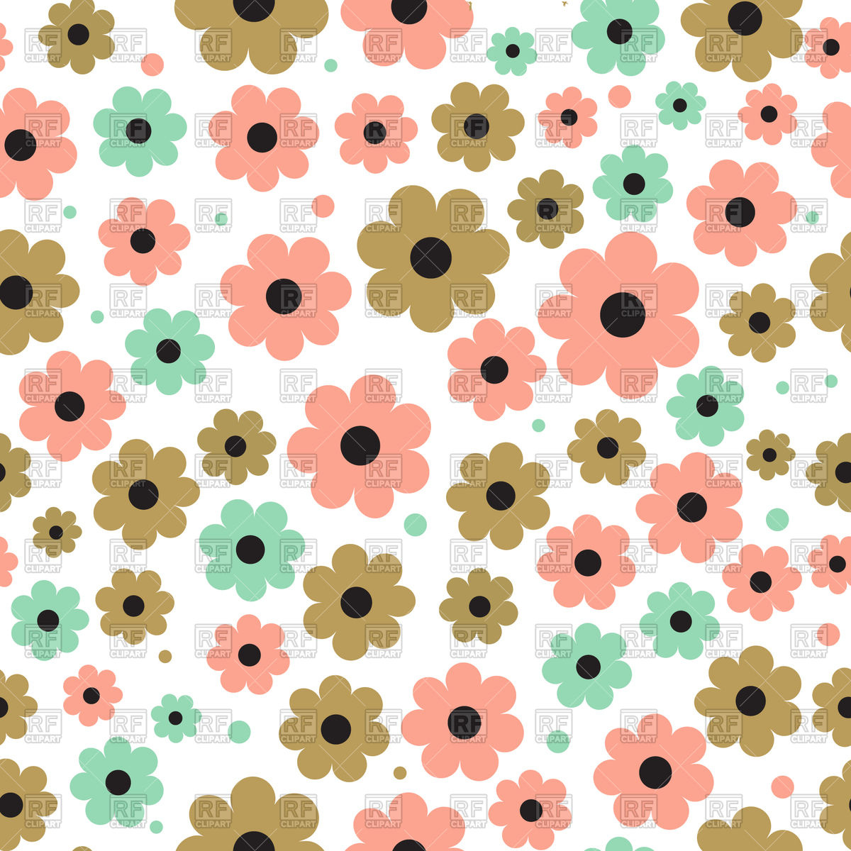 Seamless background with cute flowers Vector Image of Backgrounds