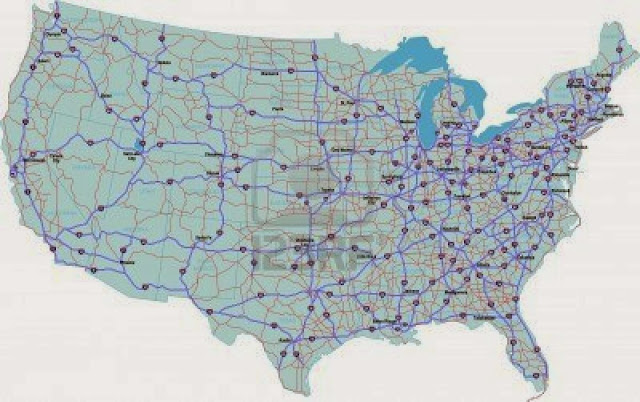 Interstate Map Of The Continental United States With State Names And
