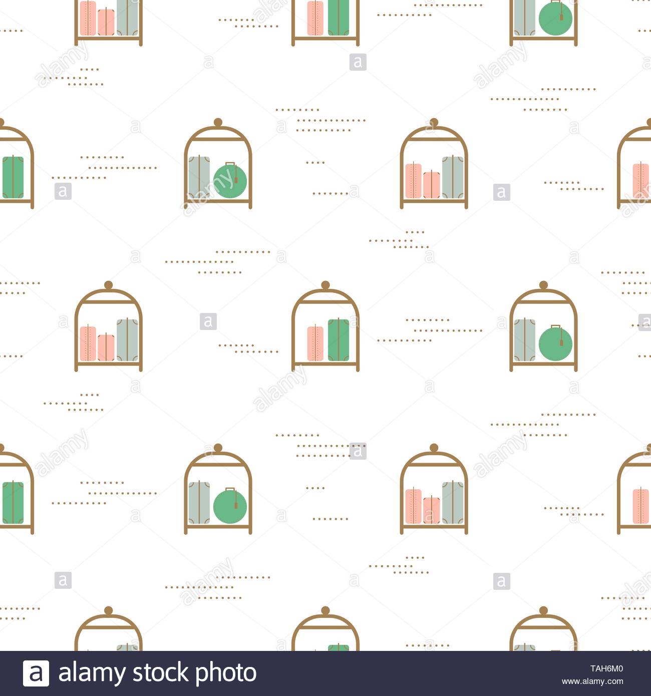 Luggage Cart Seamless Vector Pattern Trolley Background