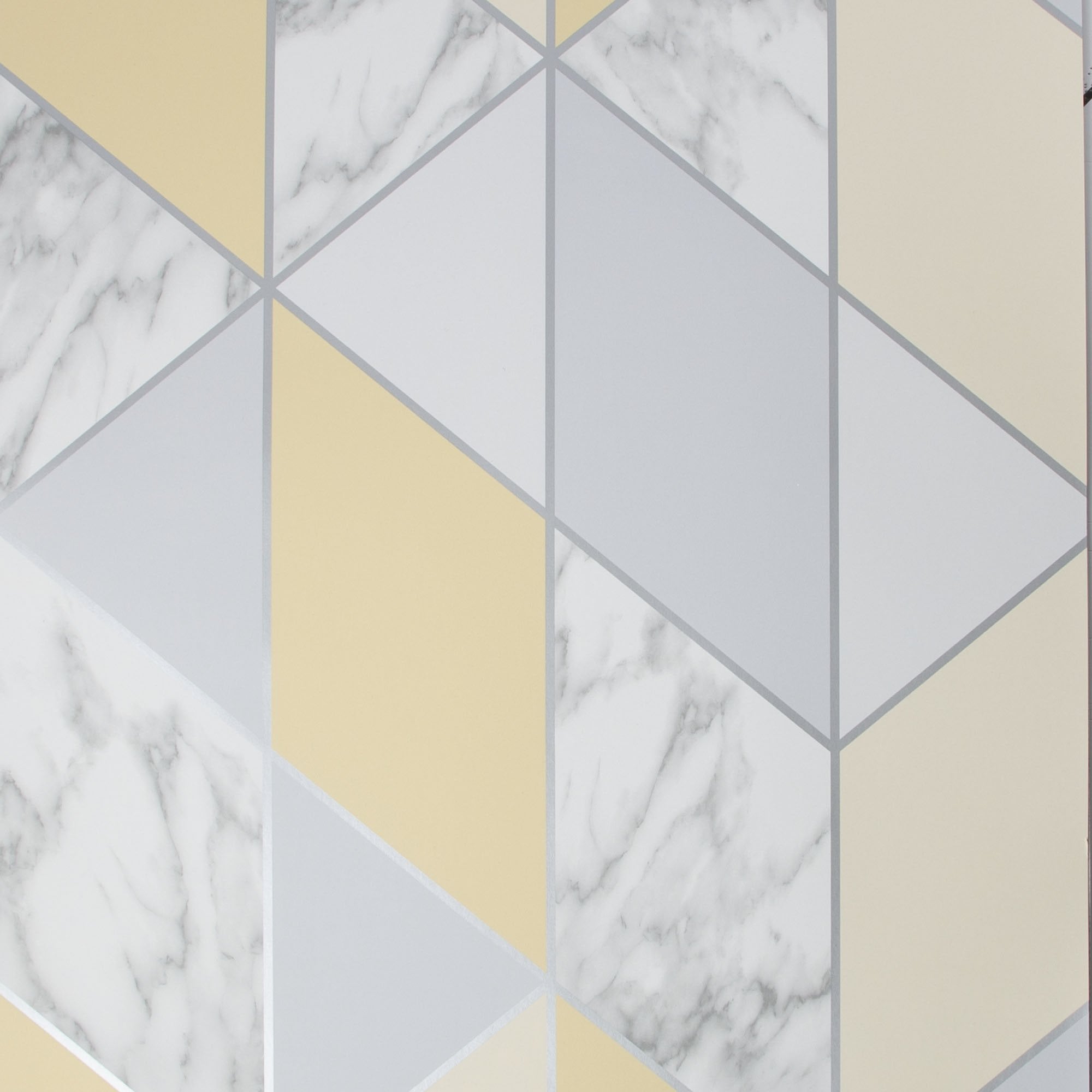 Sublime Marble Geo Yellow Stripe Geometric Marble Effect Wallpaper