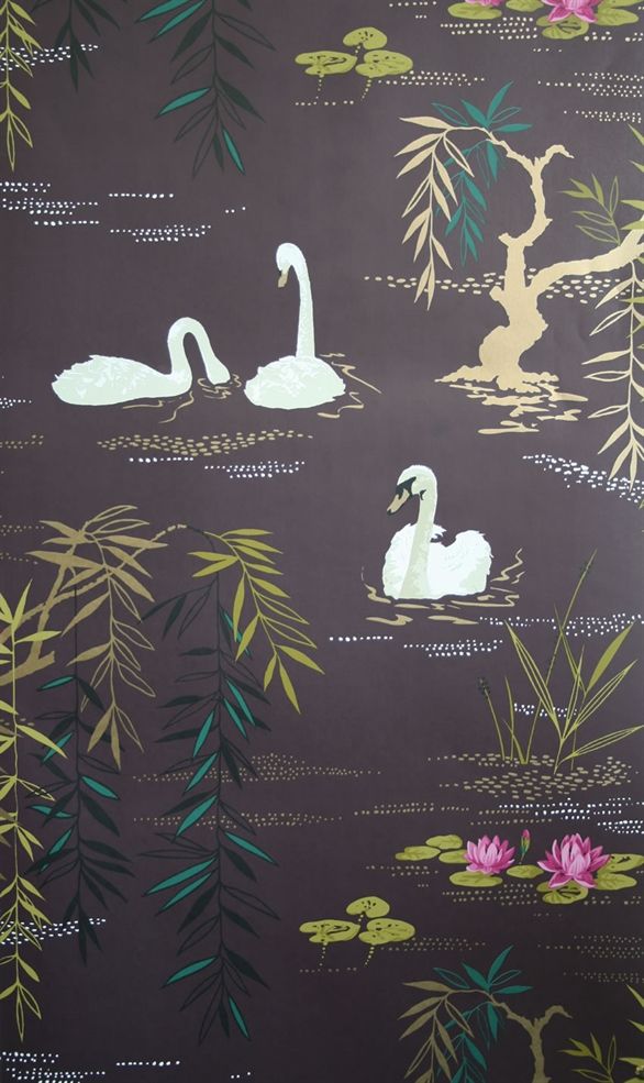 Nina Campbells Swan Lake wallpaper Paper Pinterest 586x985