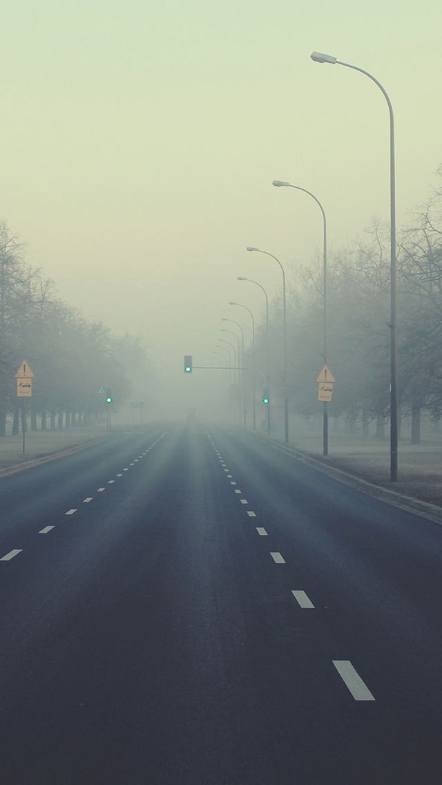 The Fog Road iPhone 5s Wallpaper Scenery