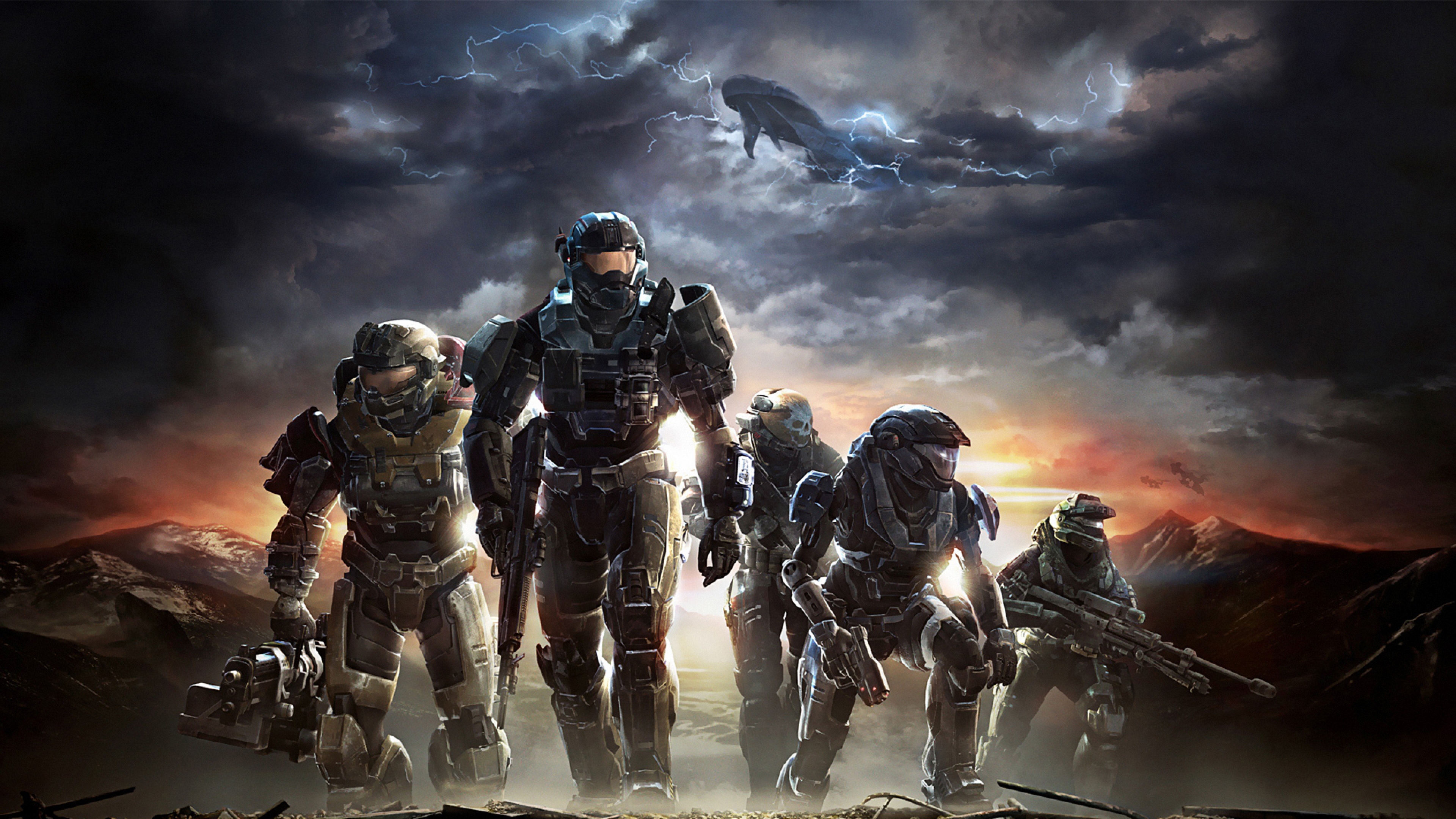 Wallpaper Halo Soldiers Sky Clouds Mountains 4k