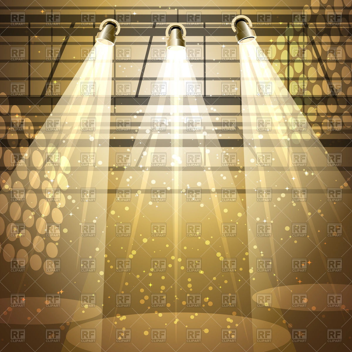 Shining Theatrical Stage With Spotlight Vector Image Of