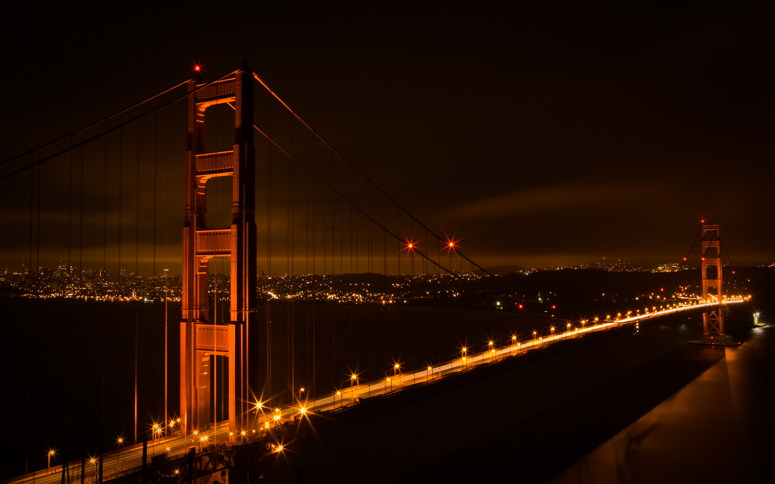 Golden Gate Bridge at night HD Wallpaper Wide Screen Wallpaper