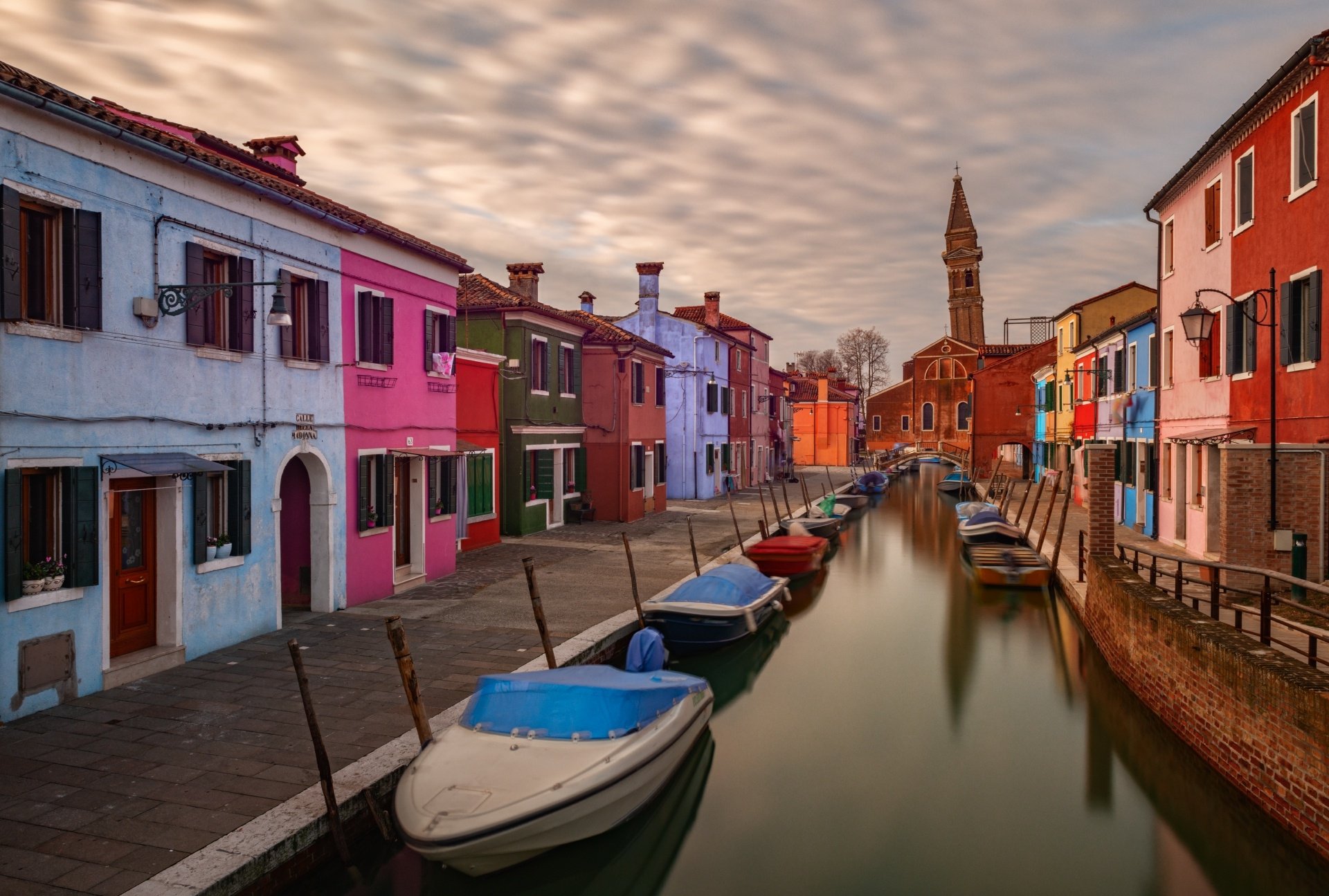 Burano Canal Italy Man Made Town HD Wallpaper