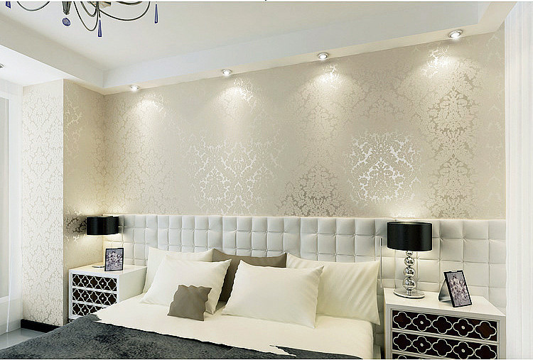 European Fashion woven Wallpaper Roll Flocking Glitter Damask Wall 750x507