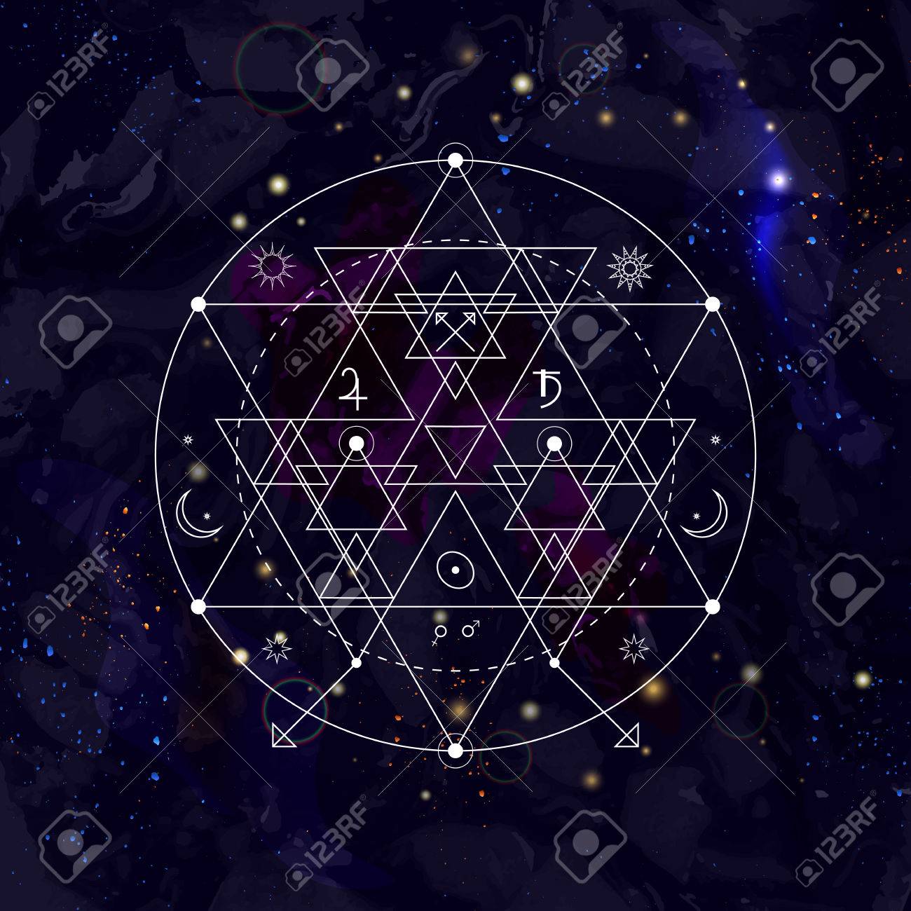 Mystical Geometry Symbol On Space Background Linear Alchemy