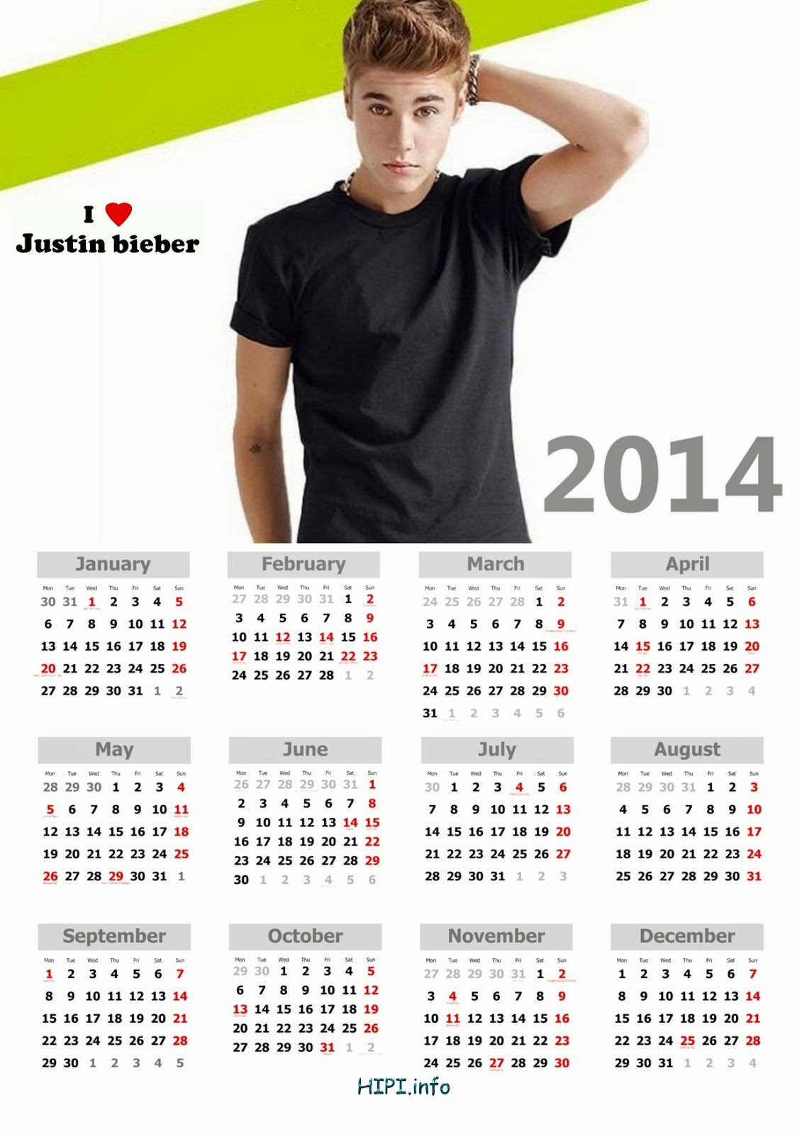 Wallpaper Calendars Justin Bieber Calendar A4 Printable Paper
