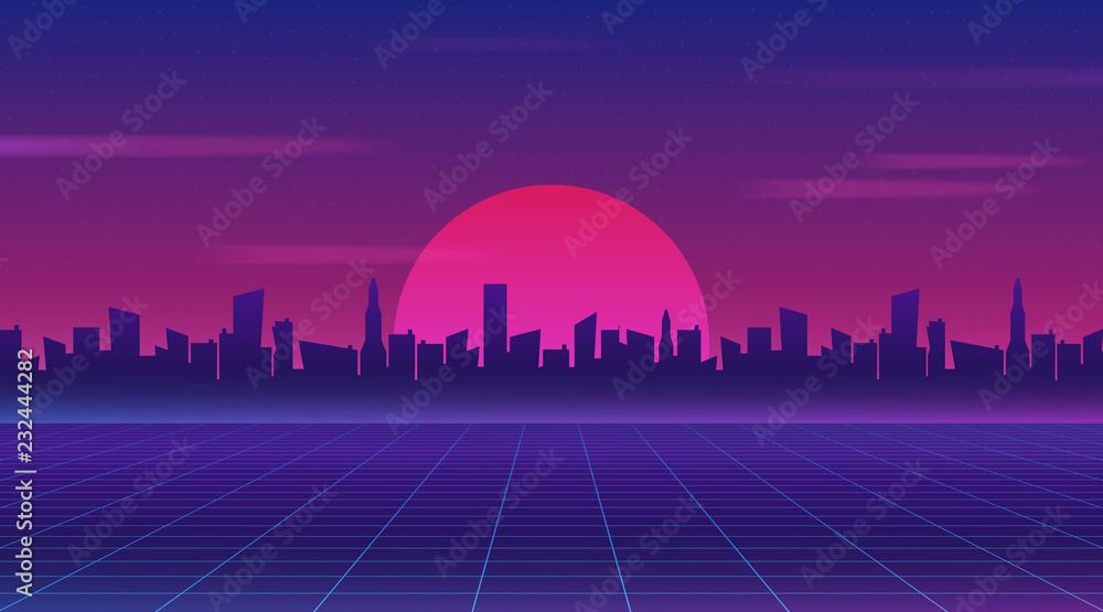 Retro Future 80s Style Sci Fi Wallpaper Futuristic Night City