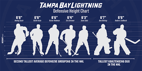 Infographic of Tampa Bay Lightning Defenseman and Goaltender Heights