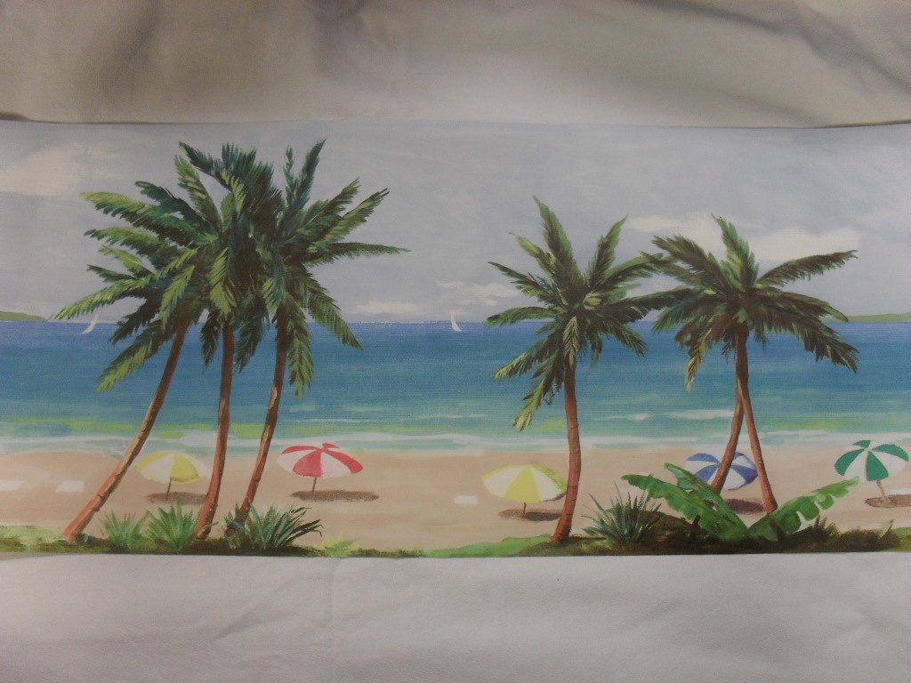 Tropical Paradise Island Palm Tree Theme Wallpaper Border