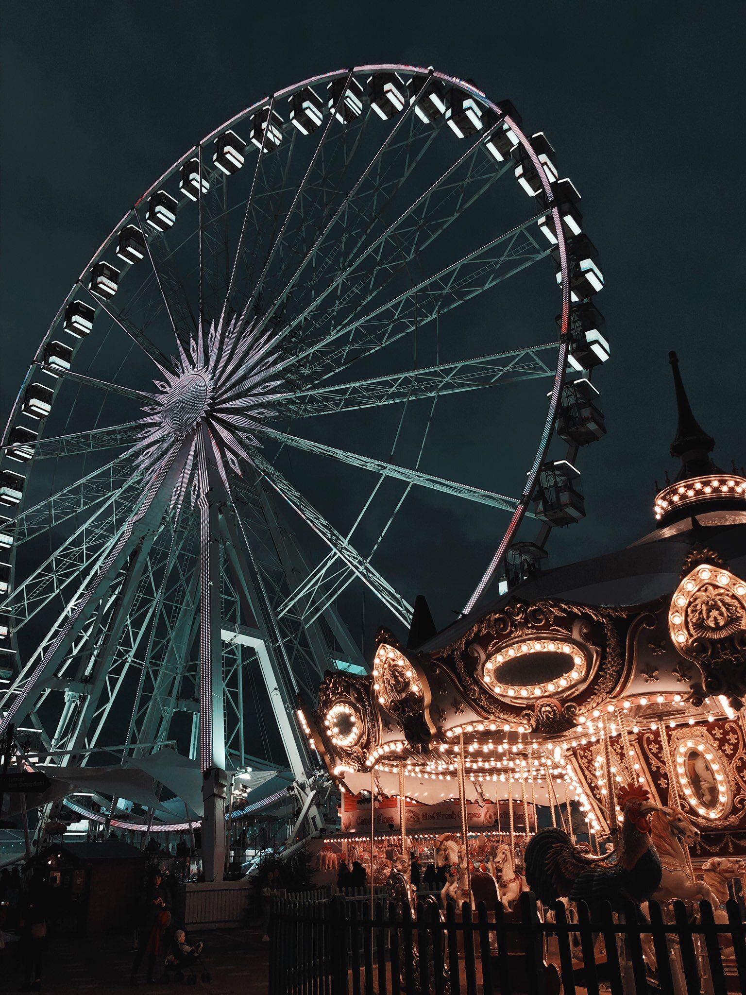 Ferris Wheels At Night Wallpaper