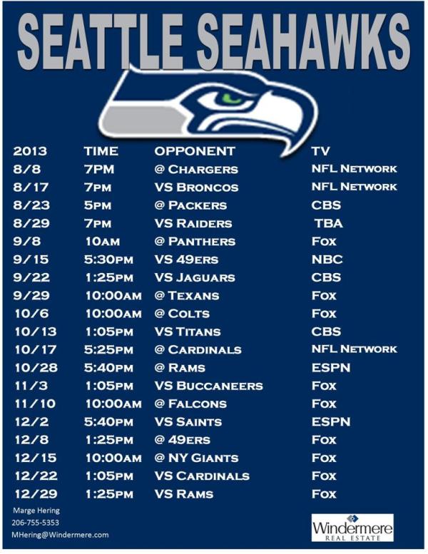 Seattle Seahawks Schedule 2021 Printable Background