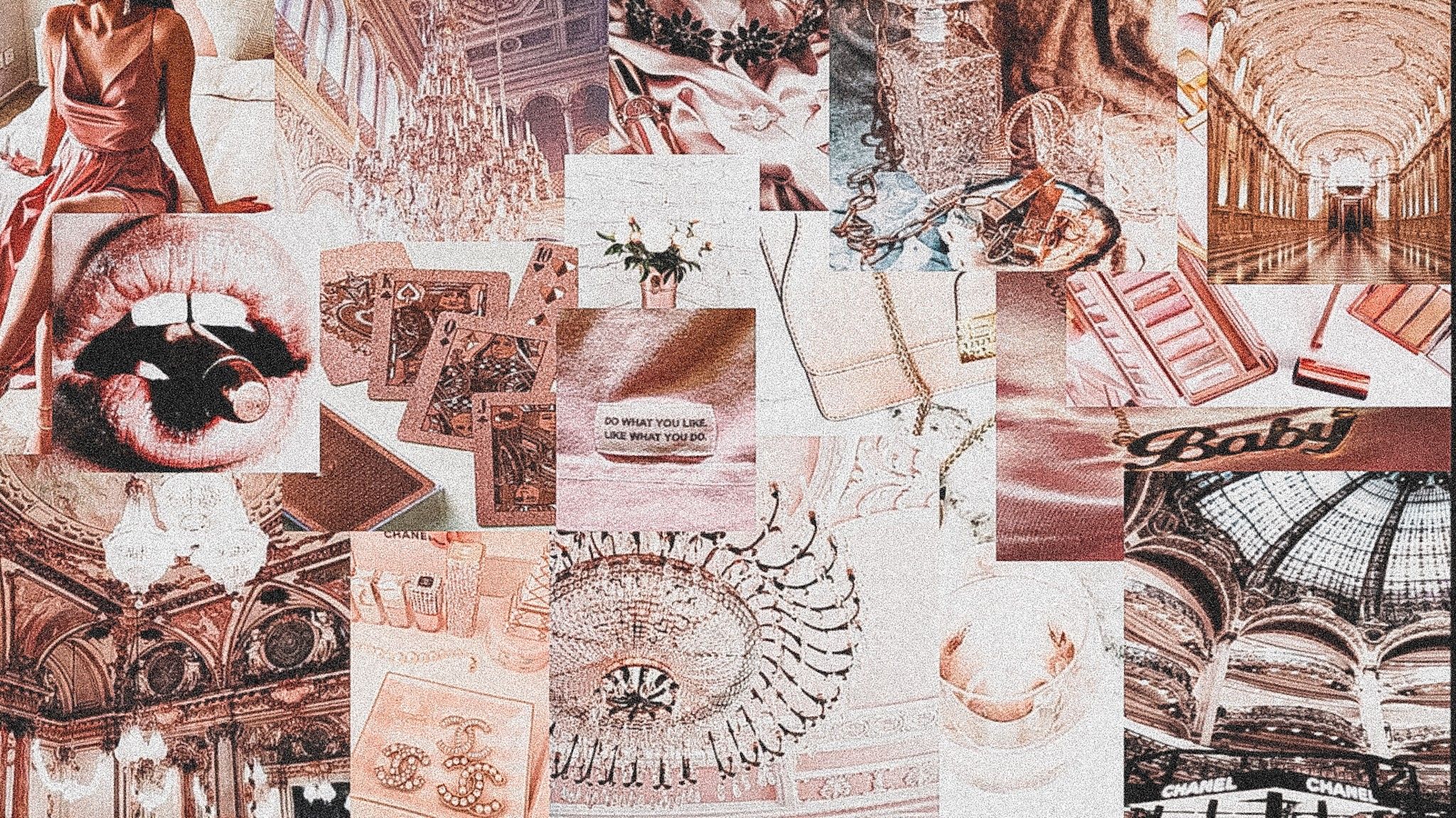 Rose Gold Laptop Aesthetic Desktop Wallpaper