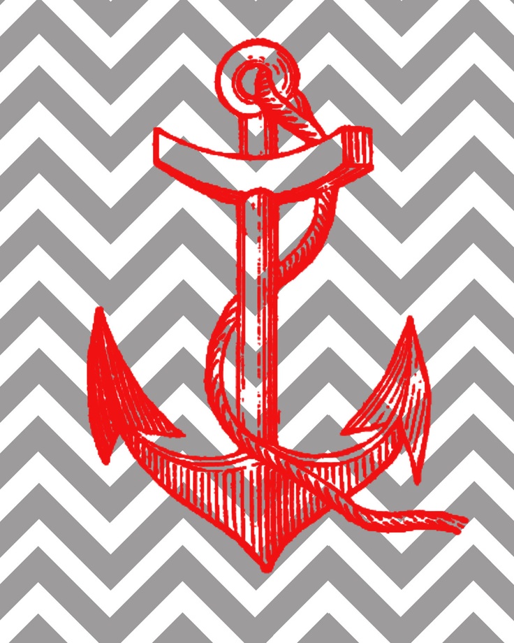 Nautical Anchor With Chevron Background Phrases