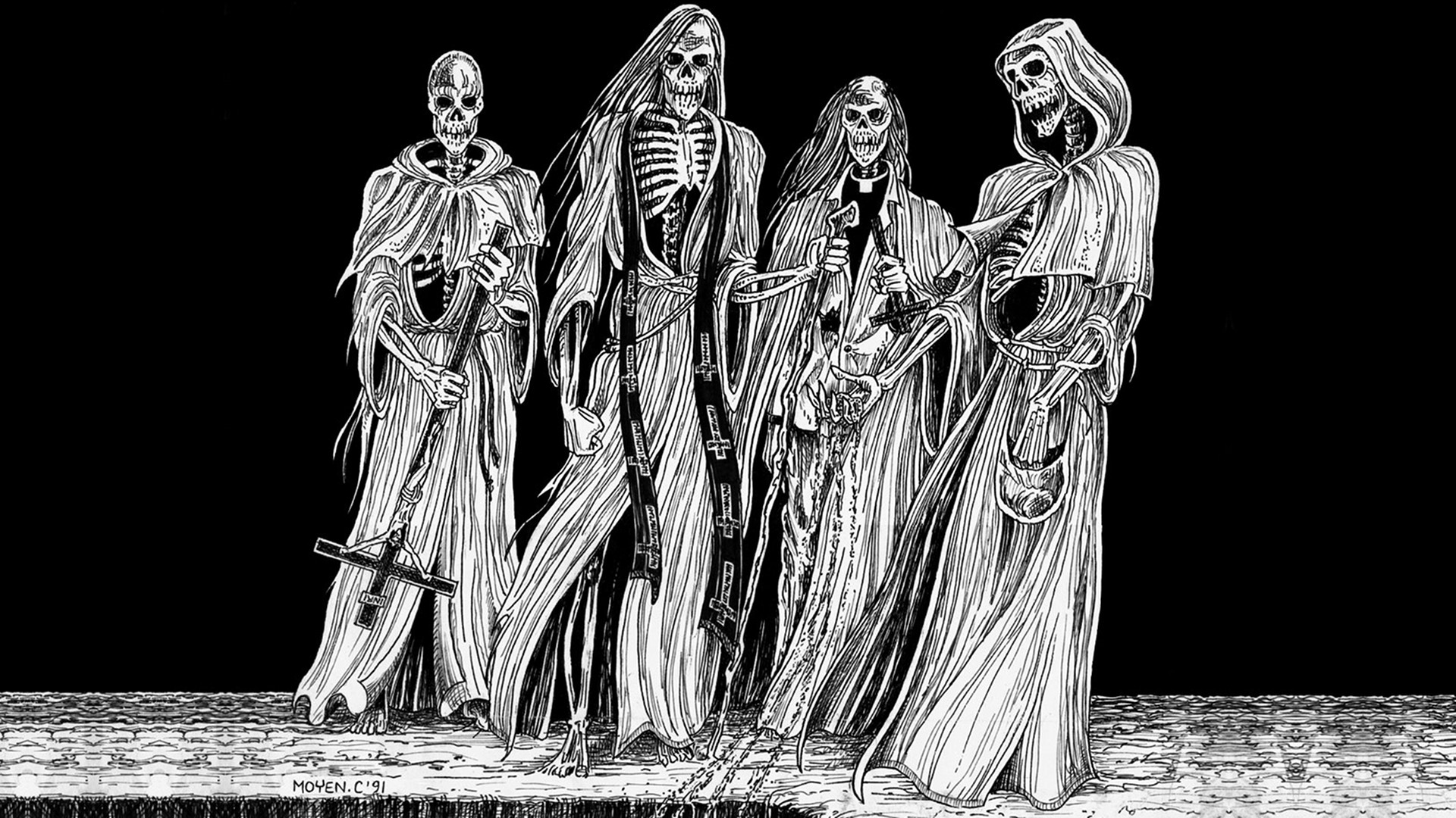 Dark Horror Evil Occult Satan Skull Skeleton Art Wallpaper