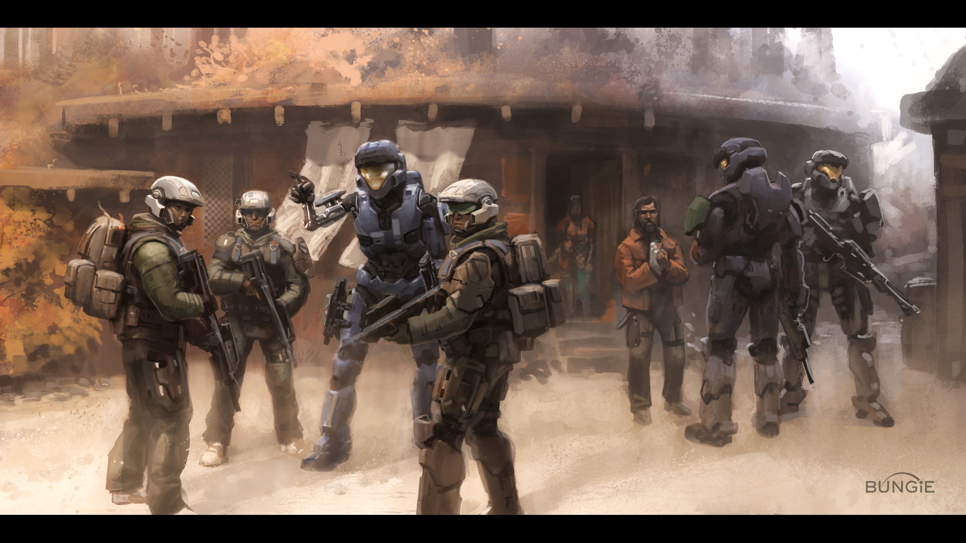 Halo Reach Civilians Concept Art Wallpaper