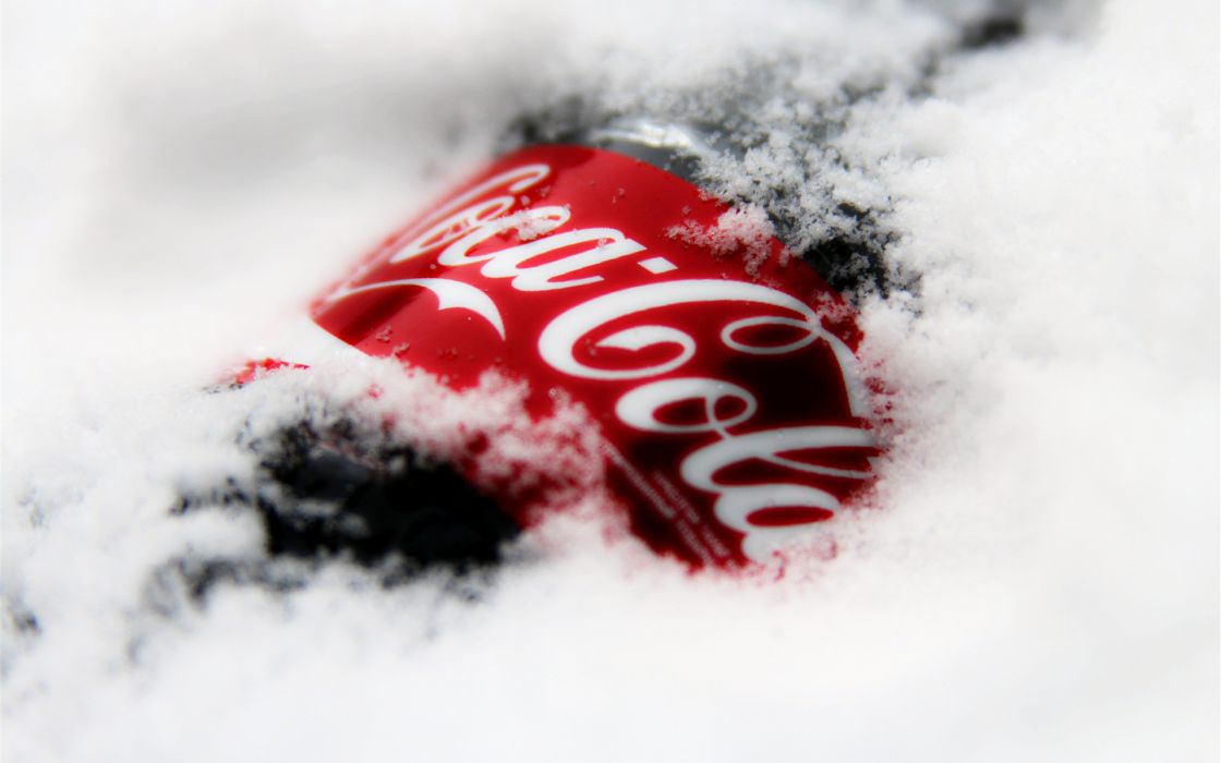 Coca Cola Drinks Products Logo Label Text Winter Snow