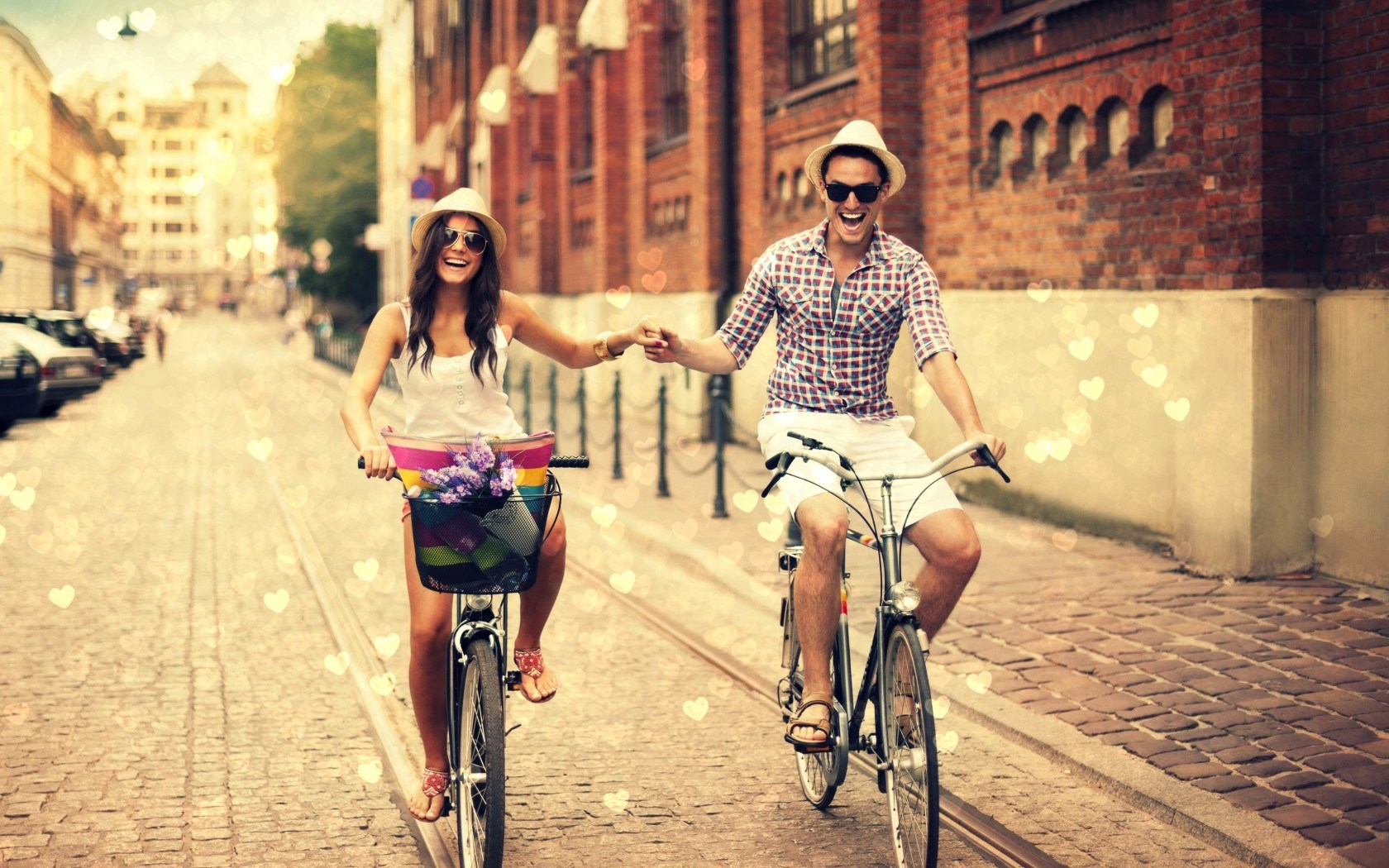 Mood Boy Girl Bicycles Love Hearts wallpaper 1680x1050 28150