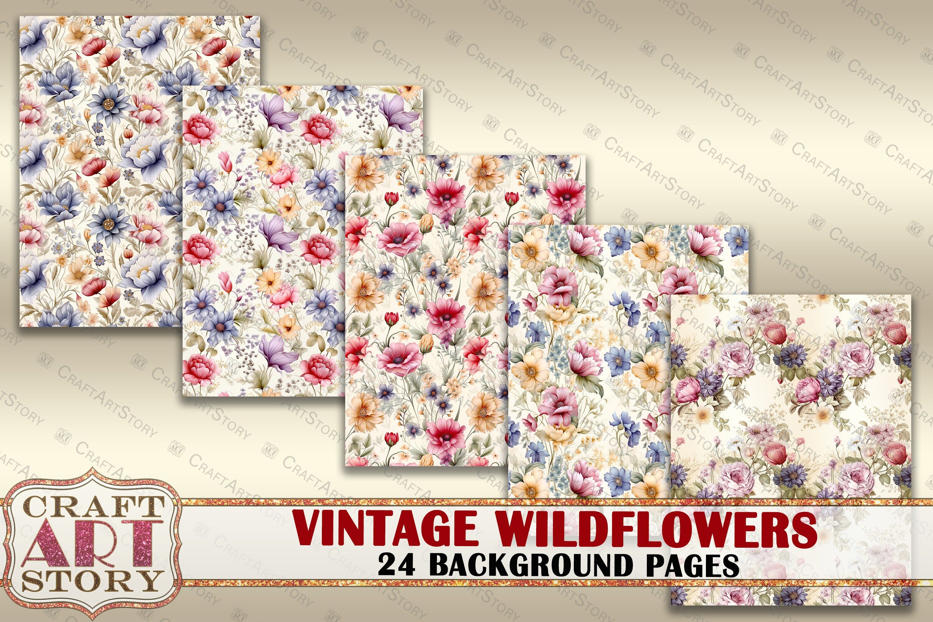 Vintage Wildflowers Background S Botanical Picture By Craftartstory Wallpaper