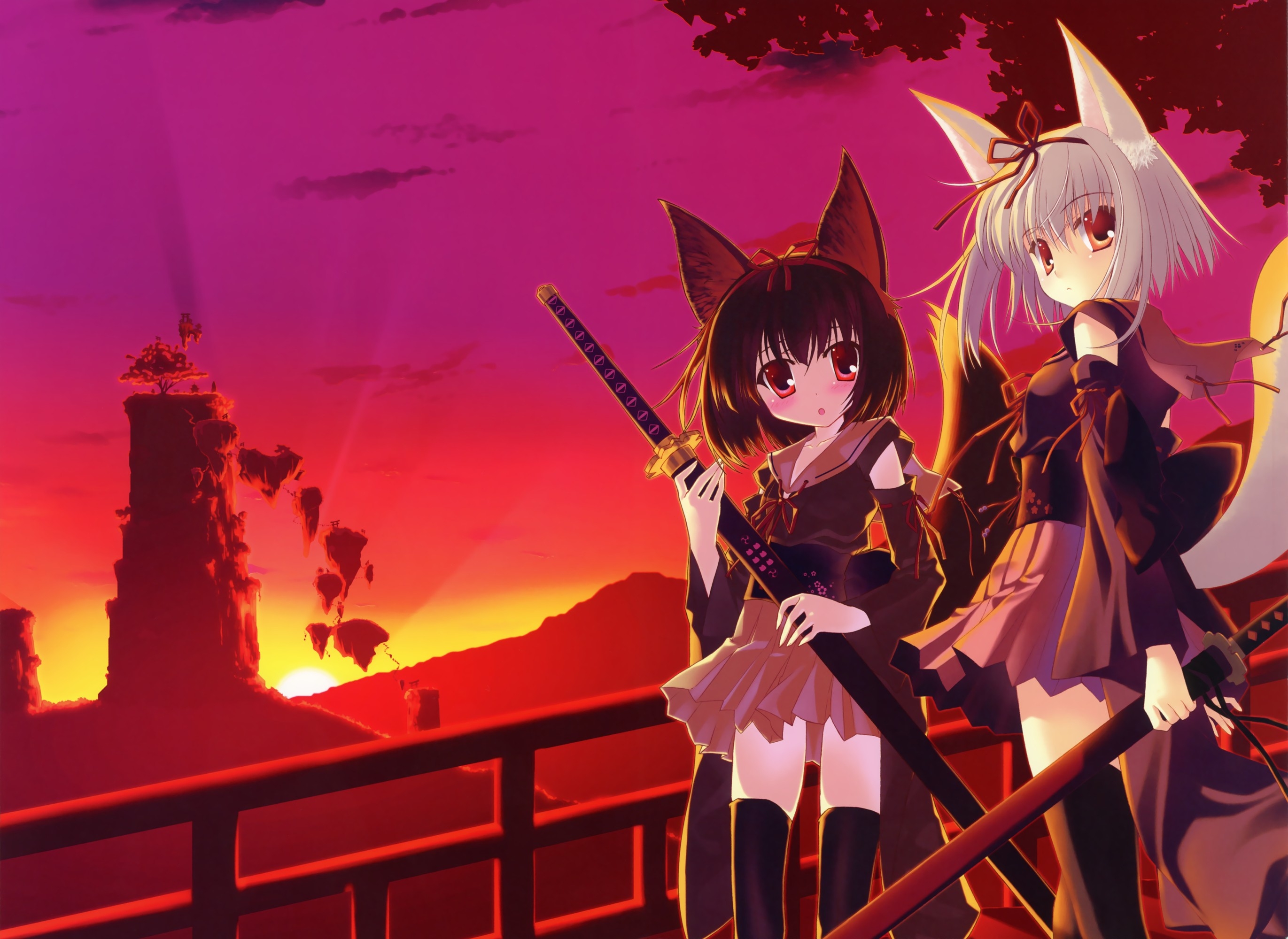 Sunset Blade Animal Ears Anime Kokonobi Fox Girls