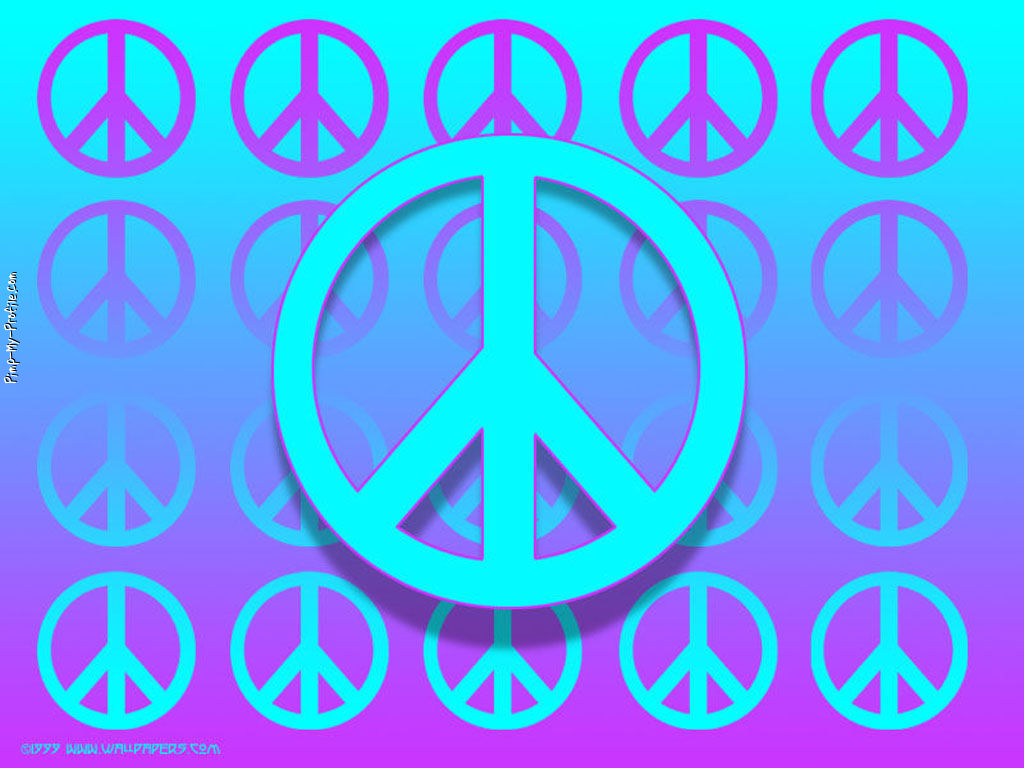 Turquoise Purple Peace Signs Timeline Cover Background