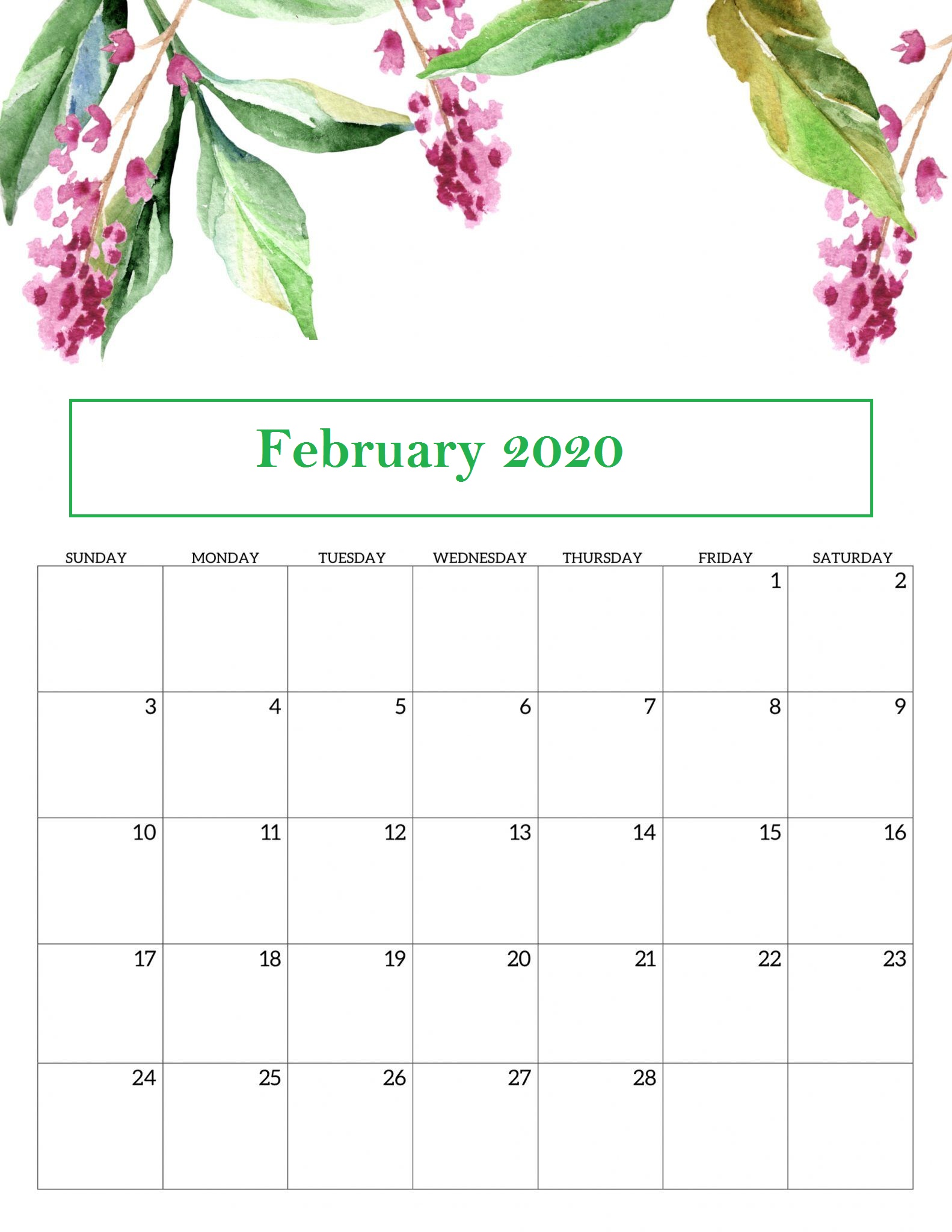 Floral February Calendar Wallpaper For Desktop iPhone Laptop