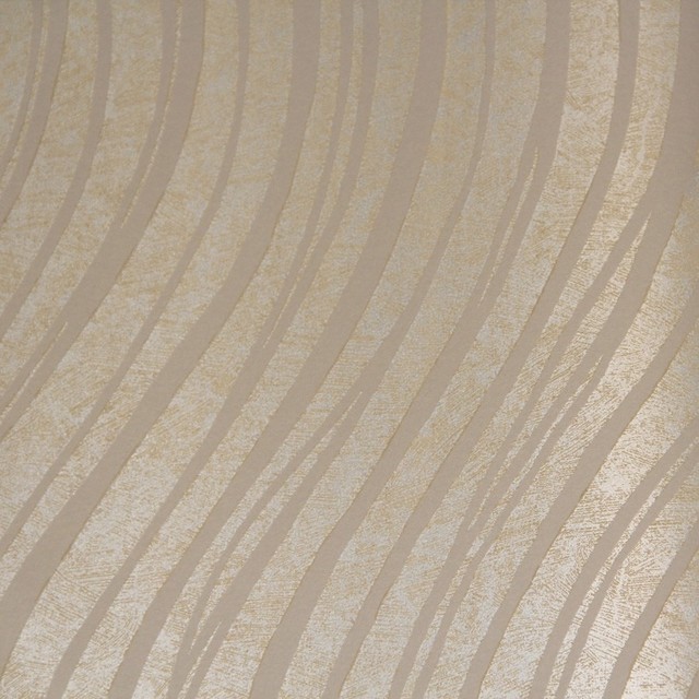 Modern Fallow Brown Waves Wallpaper R3639 Double Roll   Contemporary