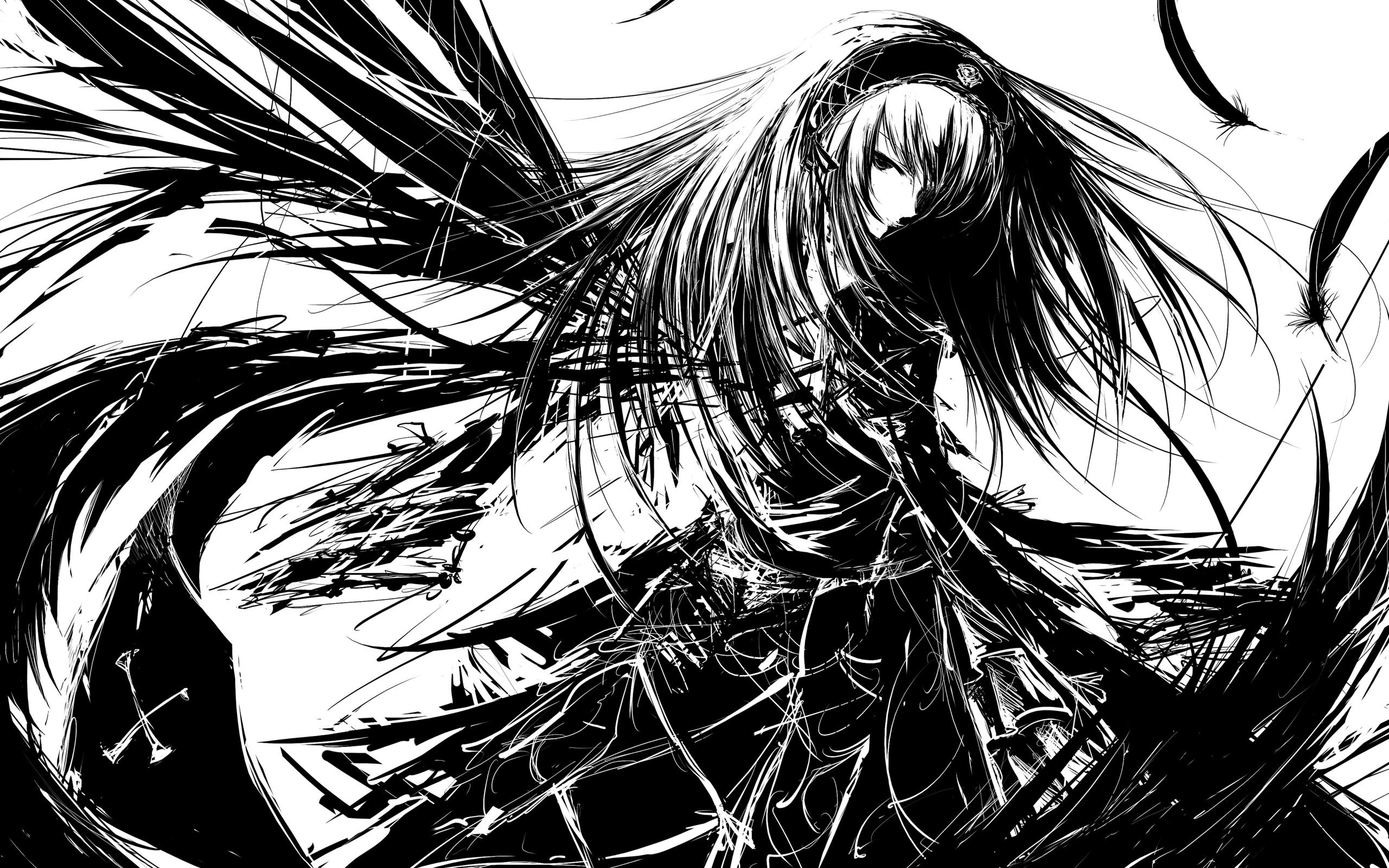 Dark Anime Angels Angel Bw Girl