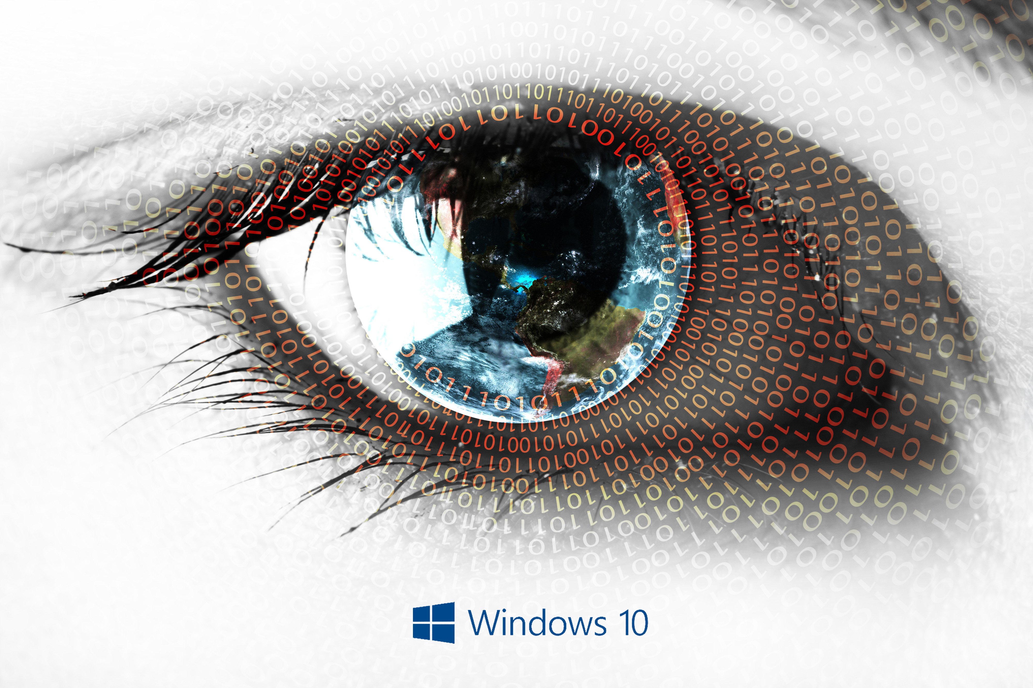 Windows Wallpaper With Abstract Binary Numbers On Eye HD