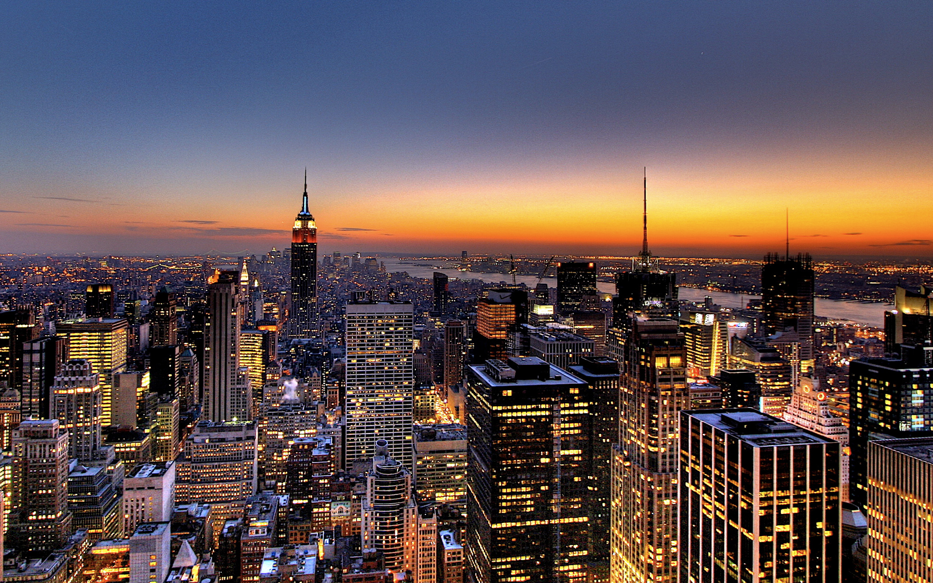 New York Skyline HDr Sunset Desktop Wallpaper