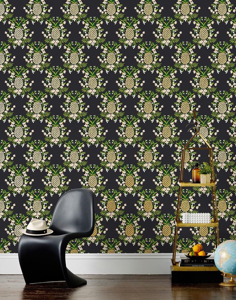 Home Rifle Paper Co For Hygge West Pineapple Wallpaper In Ebony