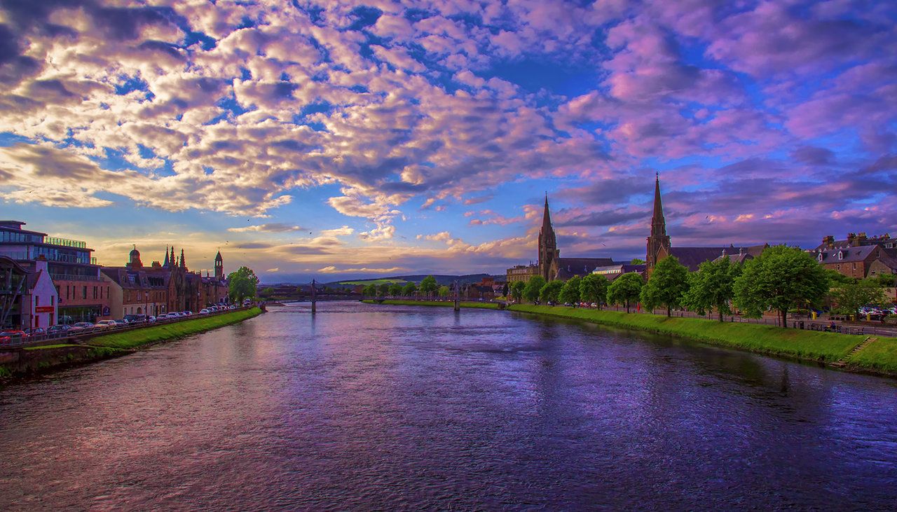 Sunset Over River Ness Inverness Scotland By Raiden316
