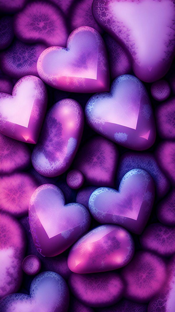 Background In Heart Wallpaper Purple Valentine Valentines