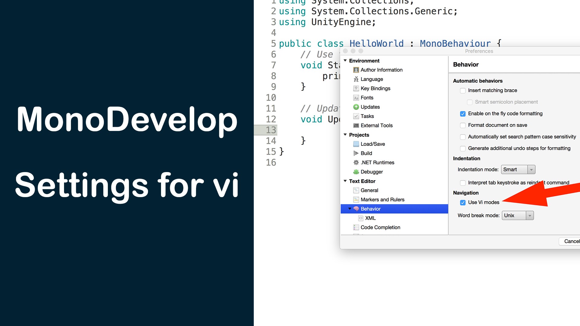 How To Enable Vi Mode In Monodevelop Jsecademy