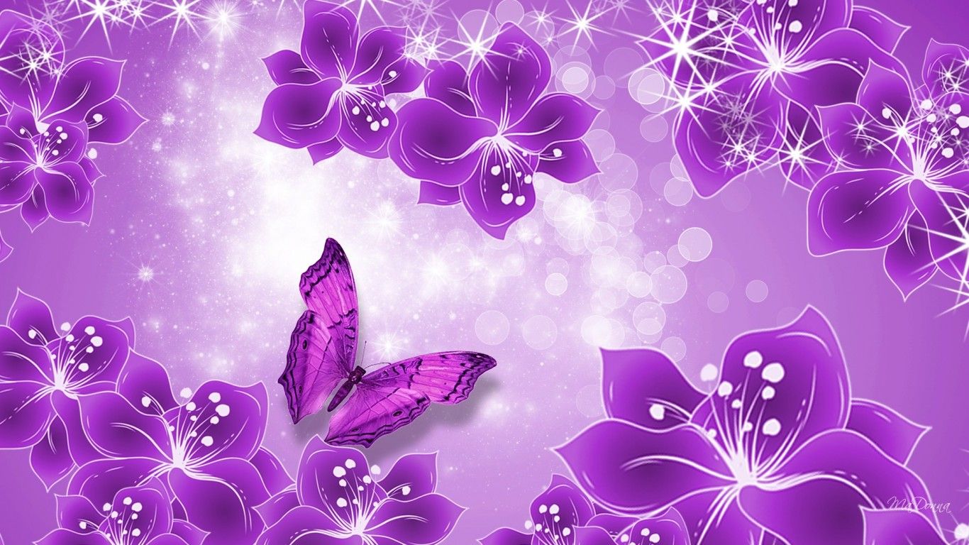 Neon Purple Butterfly Desktop Wallpaper