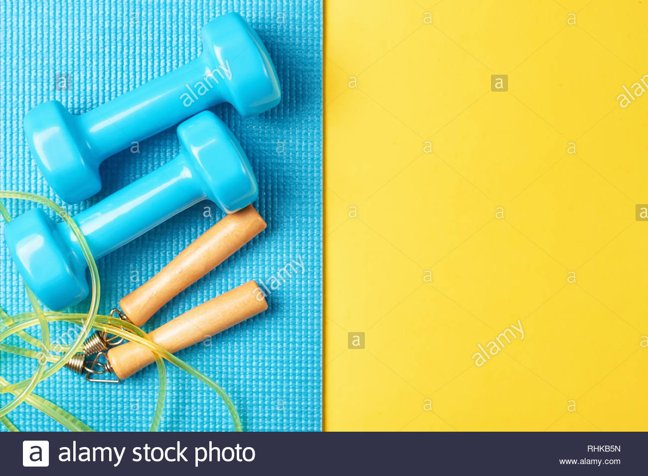 Flat Lay Top Minimal Background Fitness Concept Blue