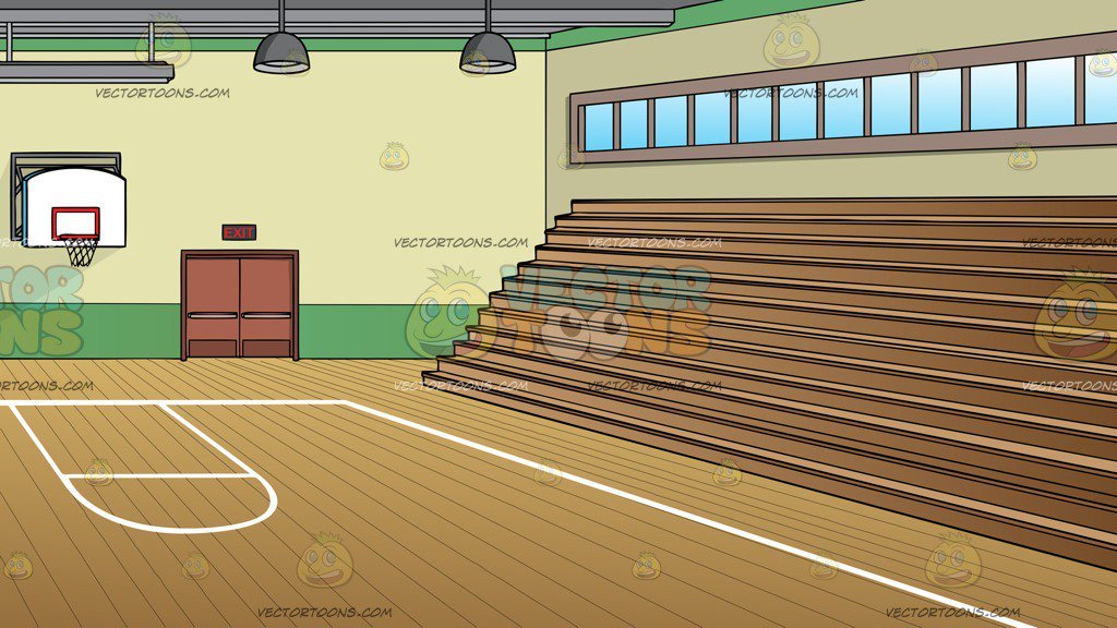 A School Gymnasium With Basketball Court And Bleachers Background