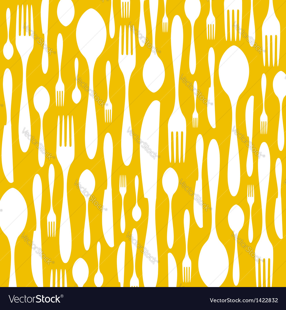 Cutlery Pattern On Yellow Background Royalty Vector