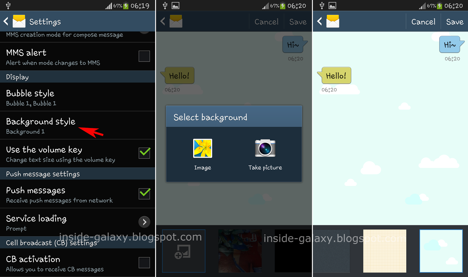 Galaxy S4 How To Change Bubble And Background Style In Messaging App