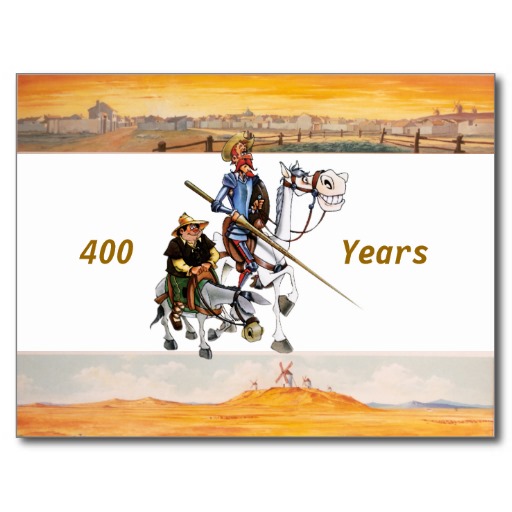 Don Quixote Cartoon Animation Background Postcard
