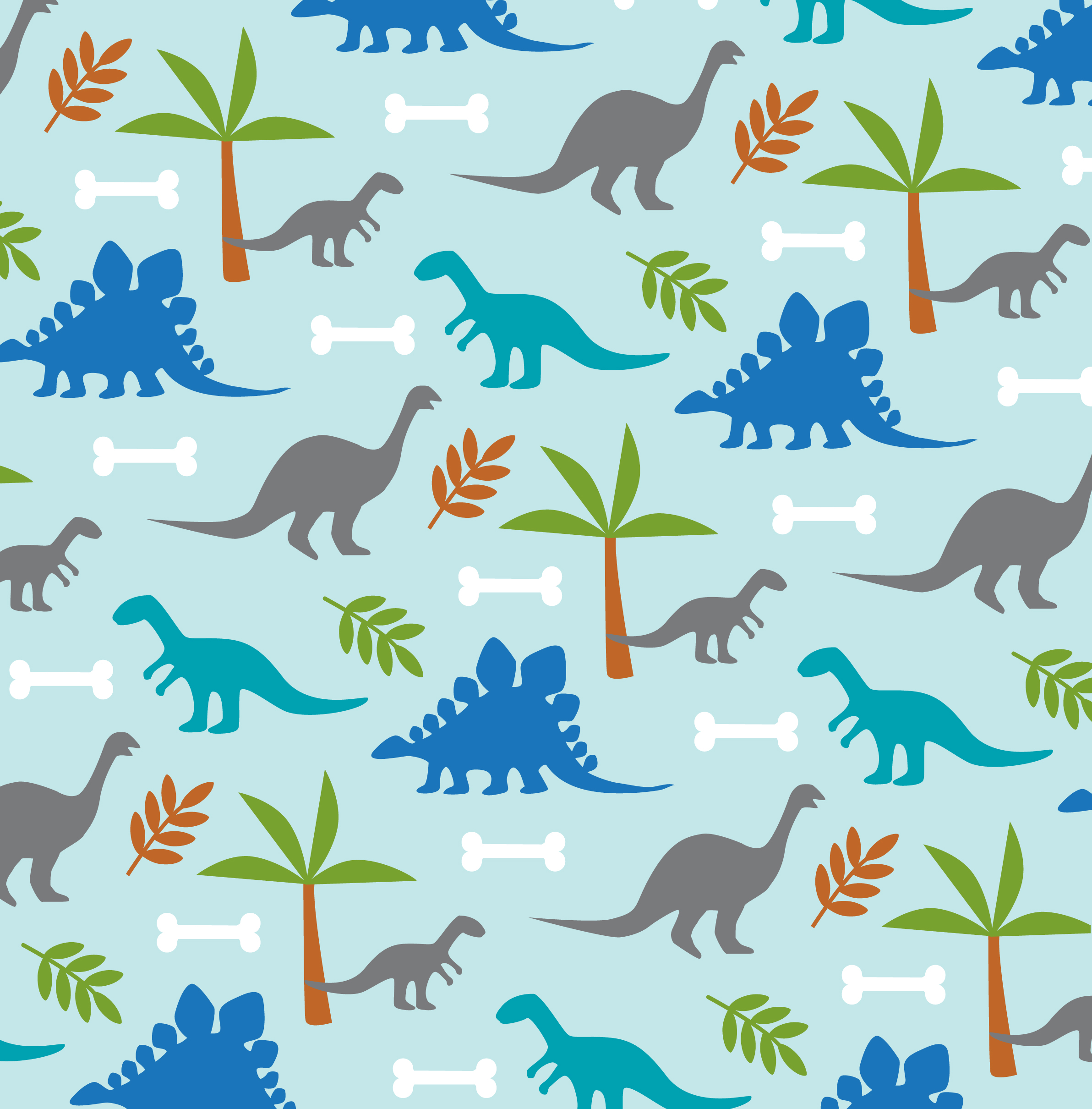 Dinosaur And Palm Tree Background Pattern