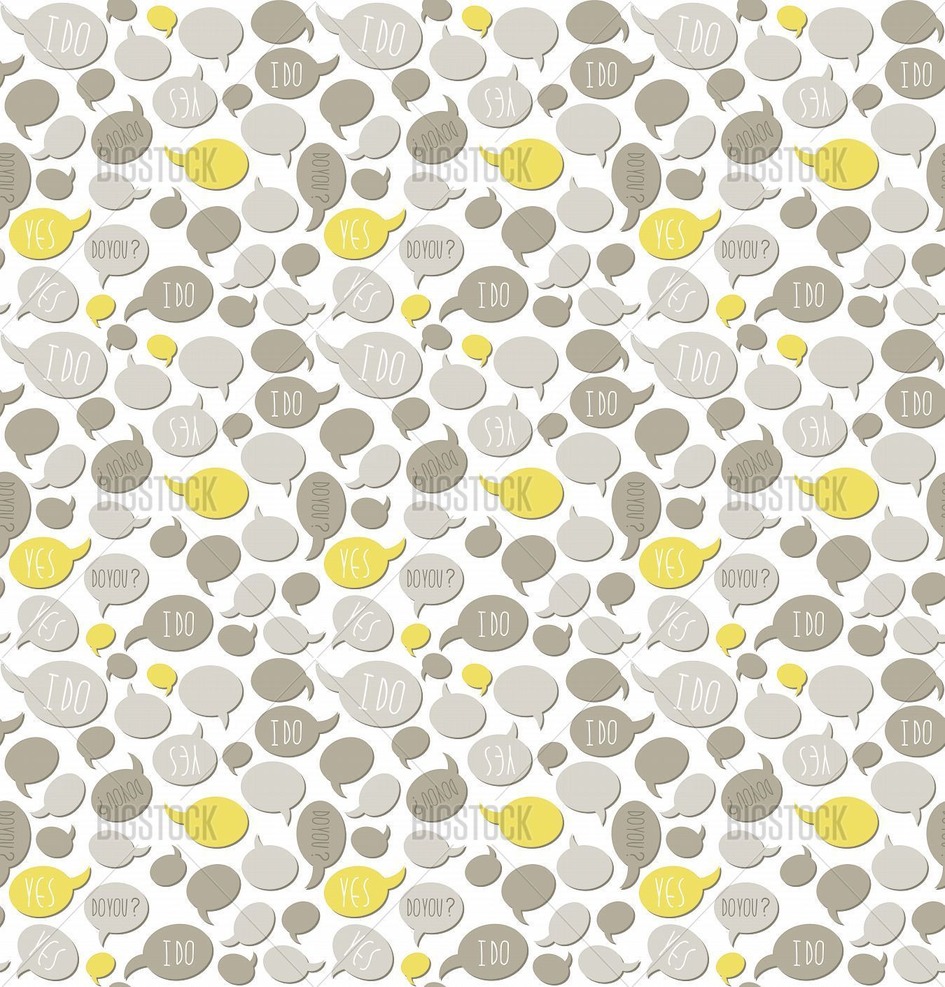 yes I do gray yellow talk bubbles on white background seamless pattern
