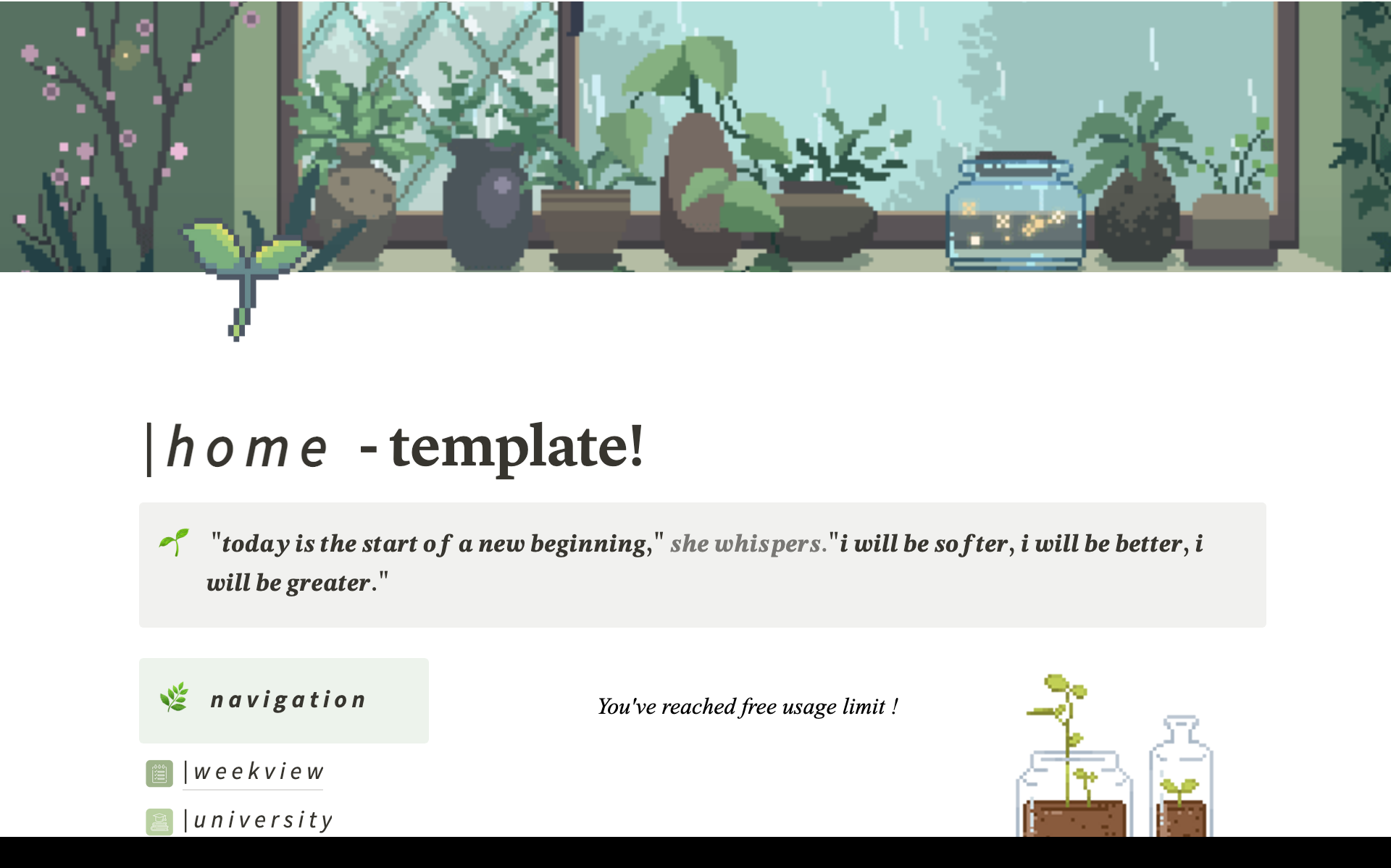 Aesthetic Nature Notion Template