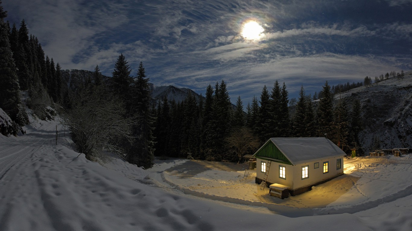 Nature Snow Wallpaper Forest Moon