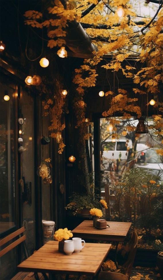 Capturing The Aesthetics Of Fall Season Cozy Cafe In Autumn